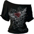 Women's Goth Graphic Off The Shoulder Short Sleeve - Adult & Kids T-Shirts, Sweatshirts & Hoodies apparel design preview 1