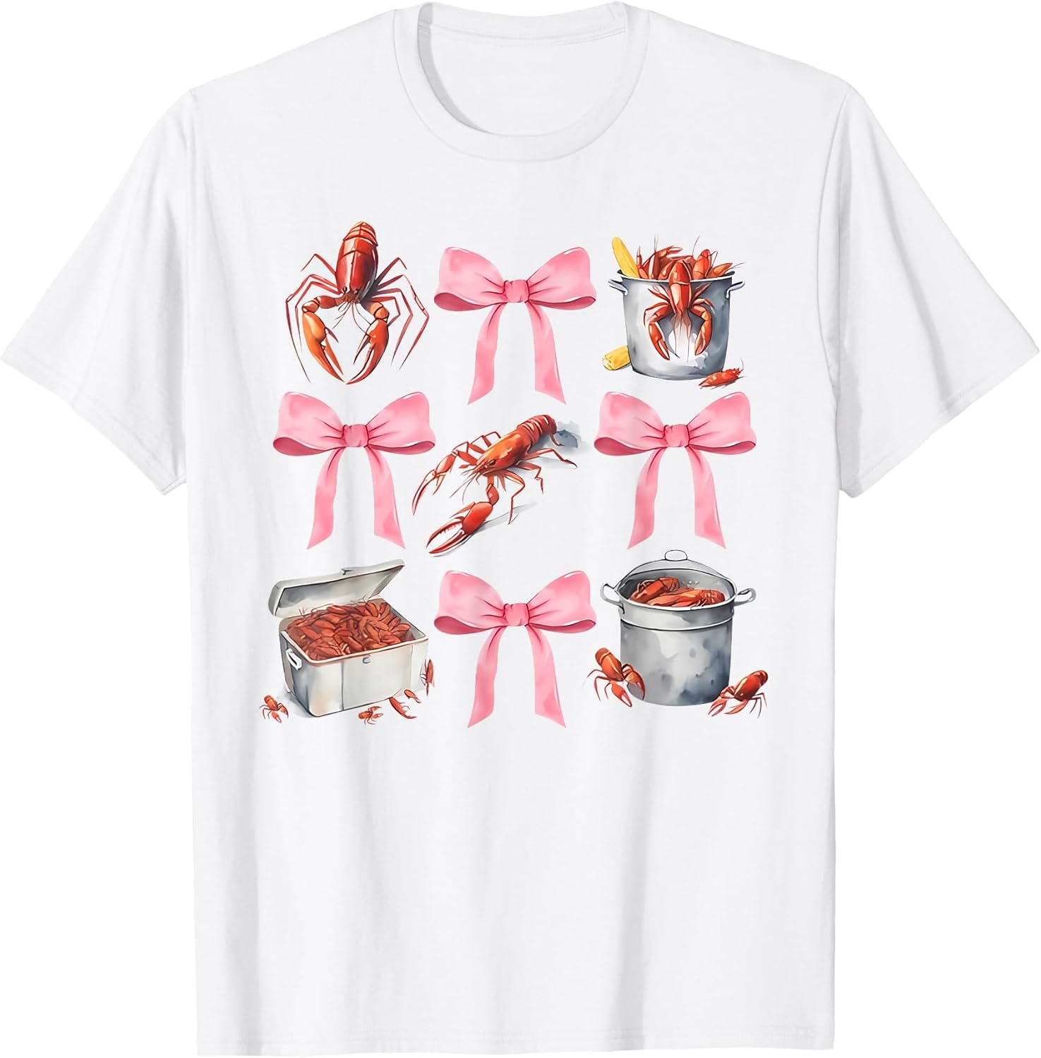 Pink Bow Cute Coquette Crawfish Boil Y2K Girl - Adult & Kids T-Shirts, Sweatshirts & Hoodies apparel design preview 1