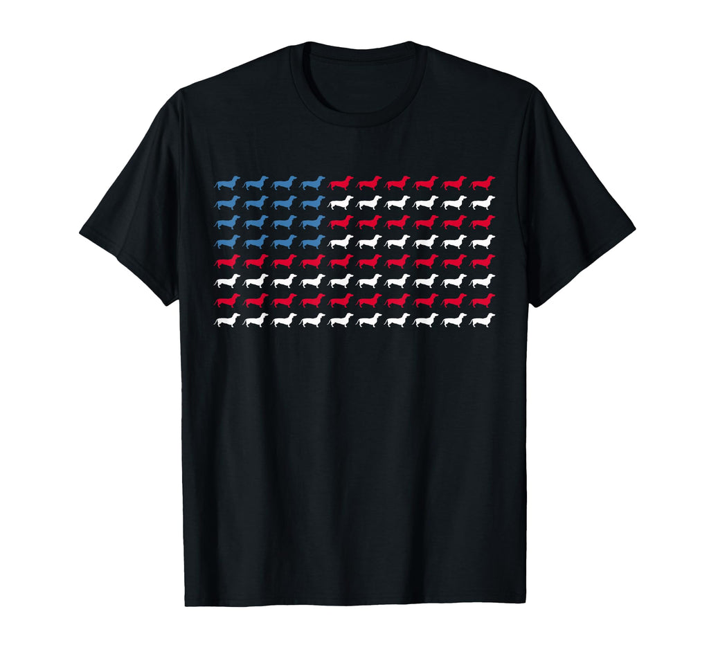 Dachshund Patriotic American Flag T-Shirt - Fun Novelty Design Unisex - T-Shirt, Sweatshirt, Hoodie
