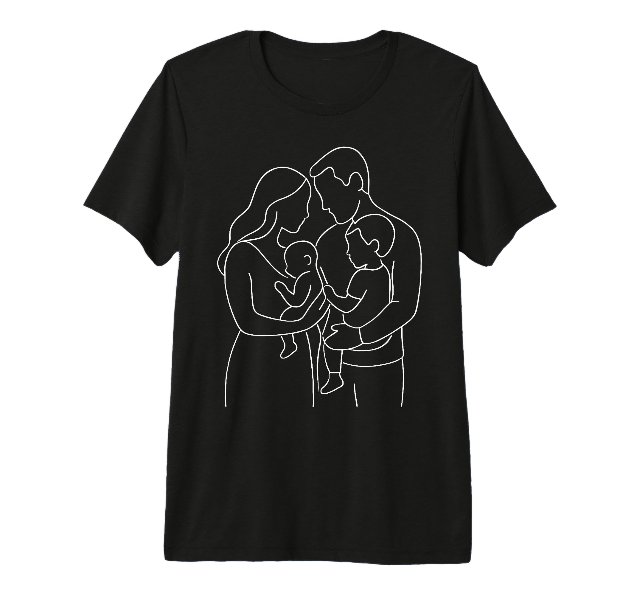 Family Line Art Mother Dad Son Daughter T-Shirt - Graphic Print Unisex - T-Shirt, Sweatshirt, Hoodie