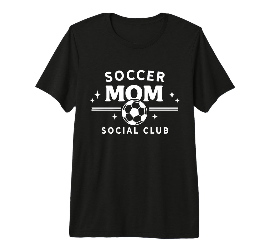 Soccer Mom Social Club Funny Sports T-Shirt - Minimalist Print for Adults - T-Shirt, Sweatshirt, Hoodie