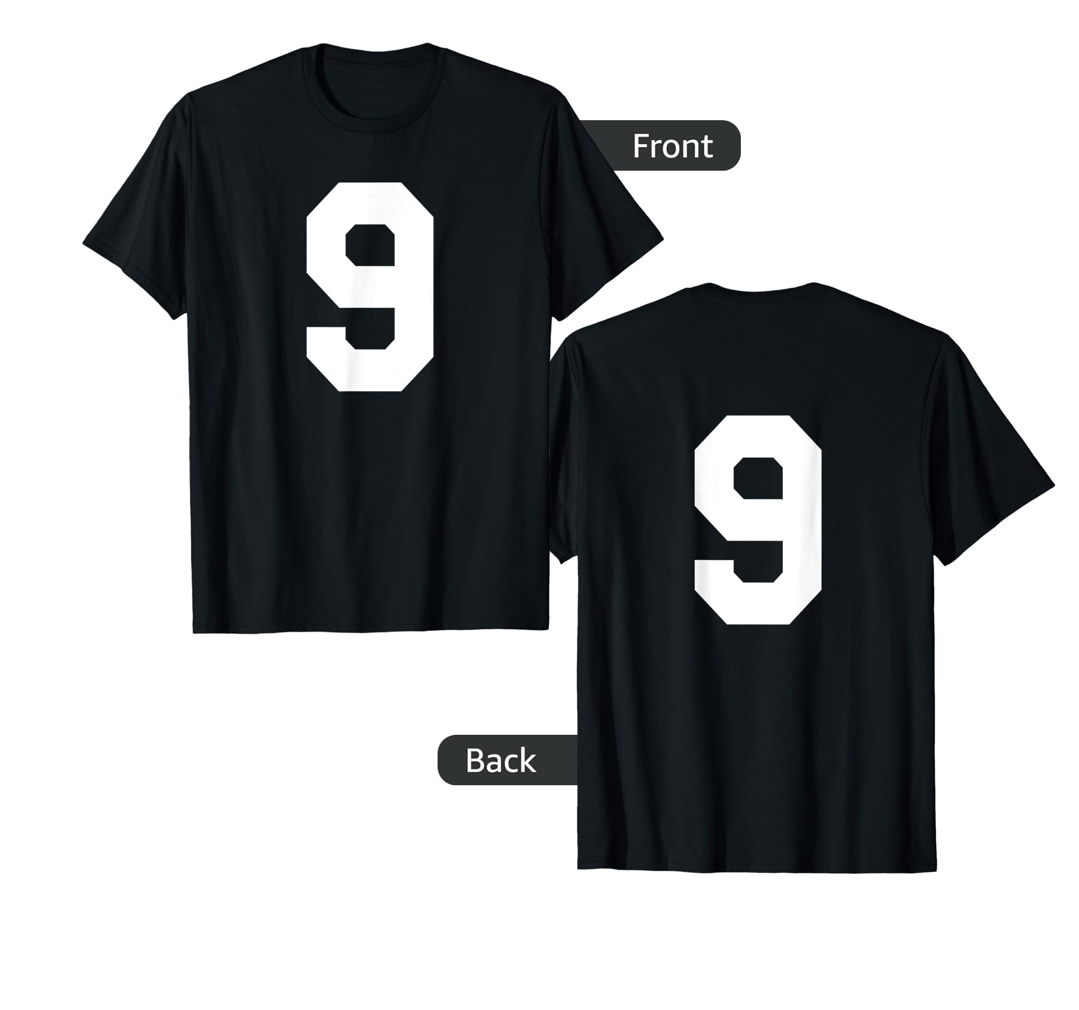 Number 9 Sports Jersey Front And Back T-Shirt - Novelty Apparel for Adults - T-Shirt, Sweatshirt, Hoodie