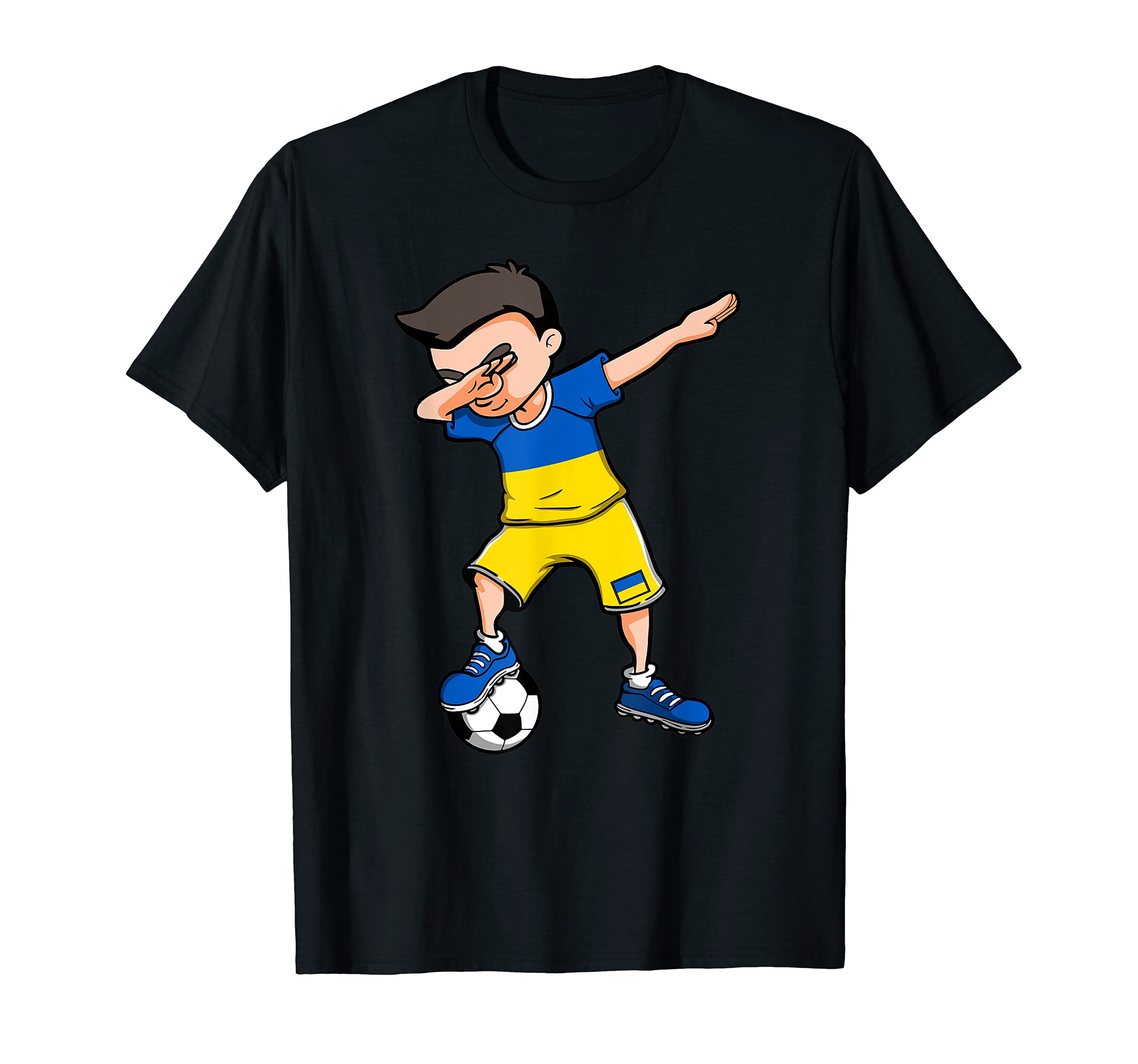 Dabbing Soccer Ukraine Football Fans T-Shirt - Casual Everyday Wear Unisex - T-Shirt, Sweatshirt, Hoodie