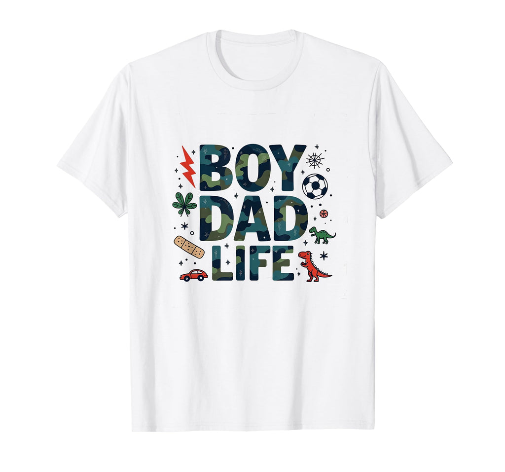 Dad Life Adventure Camo Dinosaur Soccer T-Shirt - Trendy Graphic Unisex - T-Shirt, Sweatshirt, Hoodie