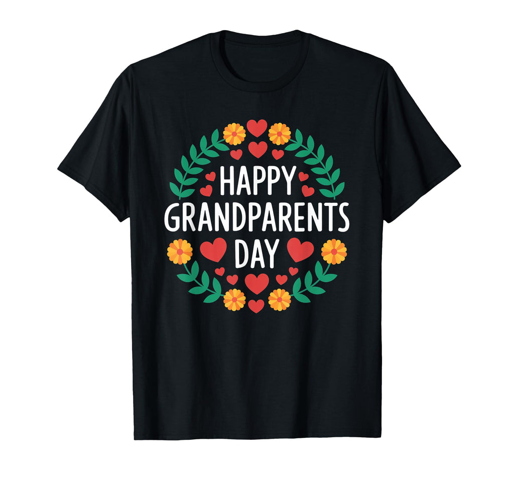 Happy Grandparents Day Wreath T-Shirt - Casual Everyday Wear Men Women - T-Shirt, Sweatshirt, Hoodie