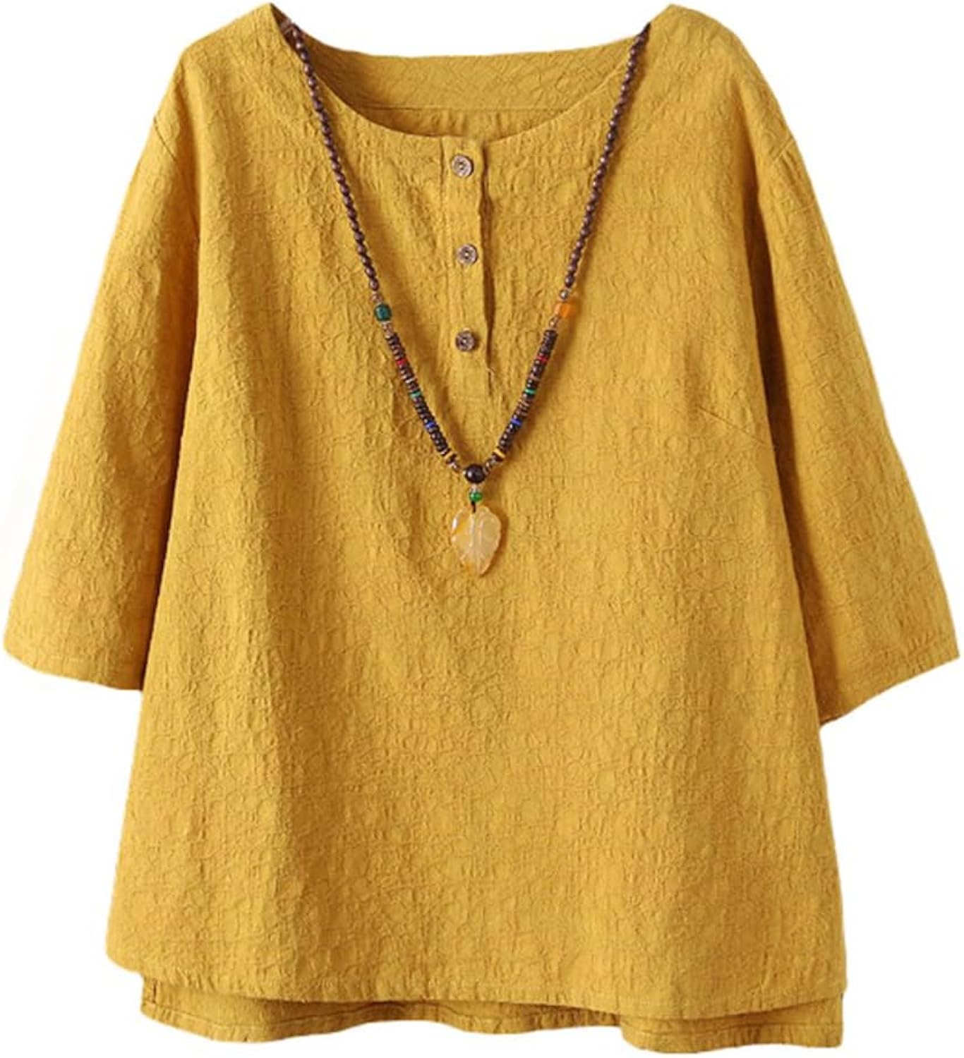 Women's 3/4 Sleeve Cotton Linen Jacquard Blouses Top - Adult & Kids T-Shirts, Sweatshirts & Hoodies apparel design preview 1