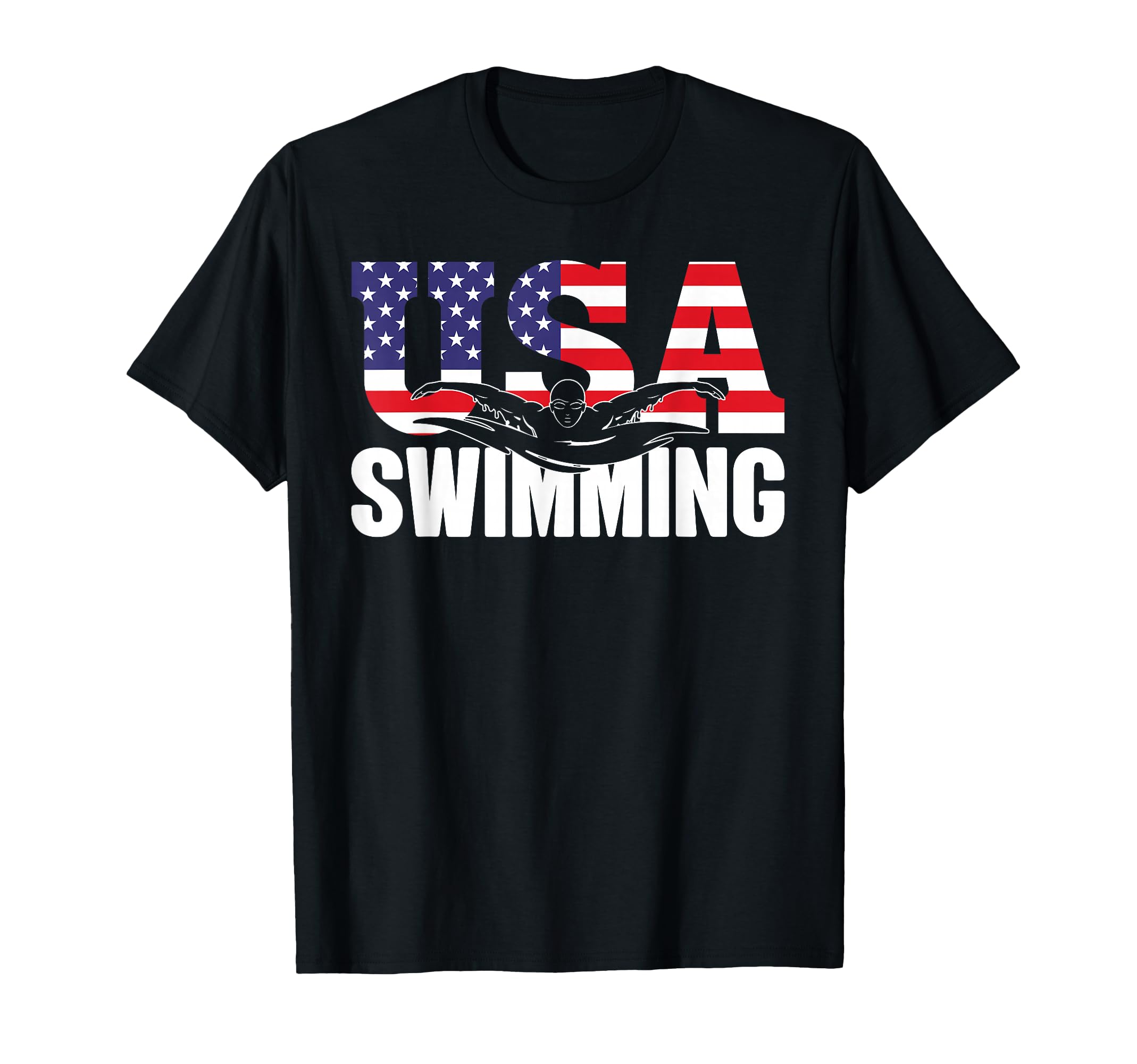 Swimming Us American Flag Water Swimmer T-Shirt - Unique Graphic Unisex - T-Shirt, Sweatshirt, Hoodie