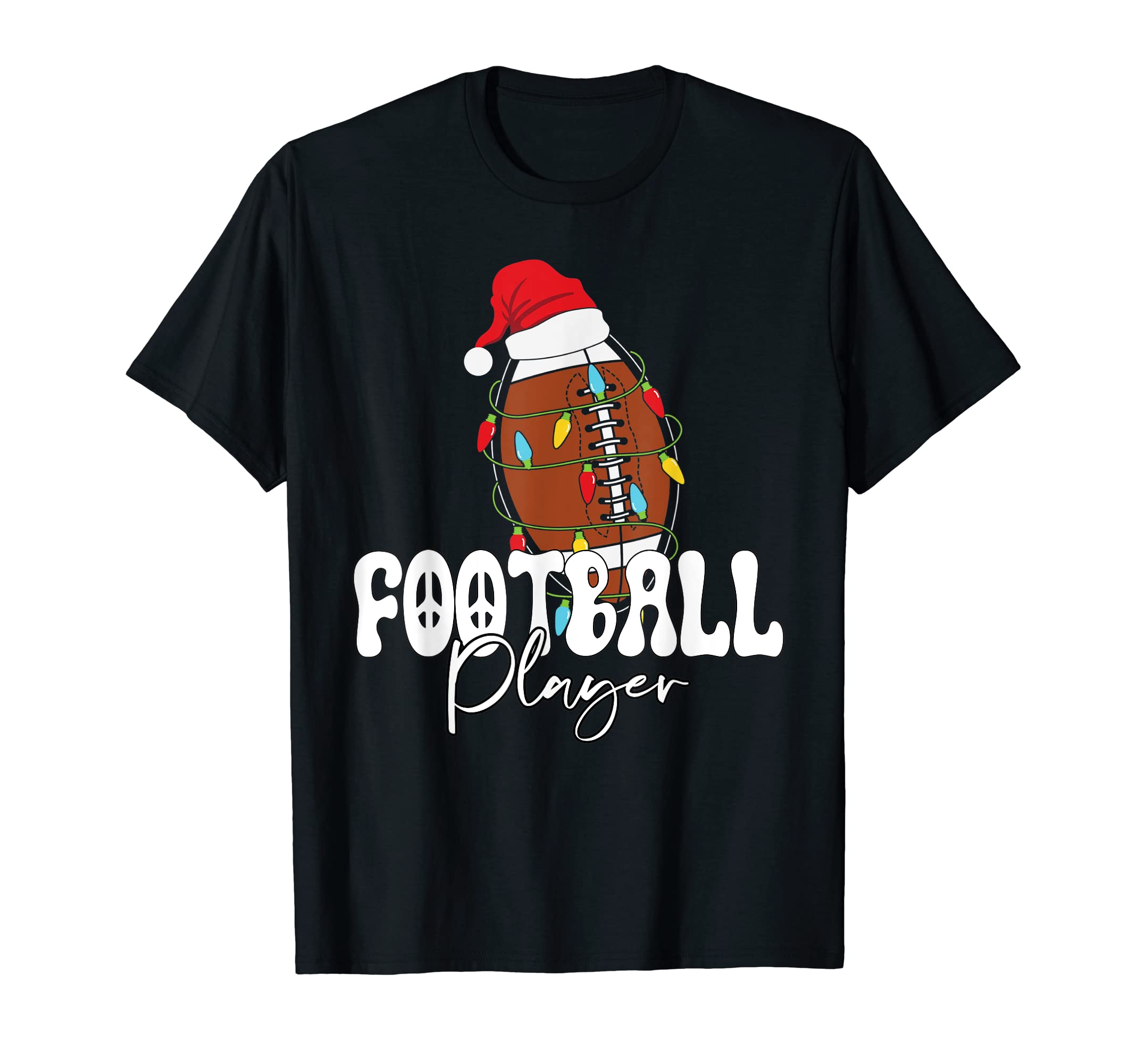 Funny Santas Hat Football Player T-Shirt - Aesthetic Graphic for Adults - T-Shirt, Sweatshirt, Hoodie