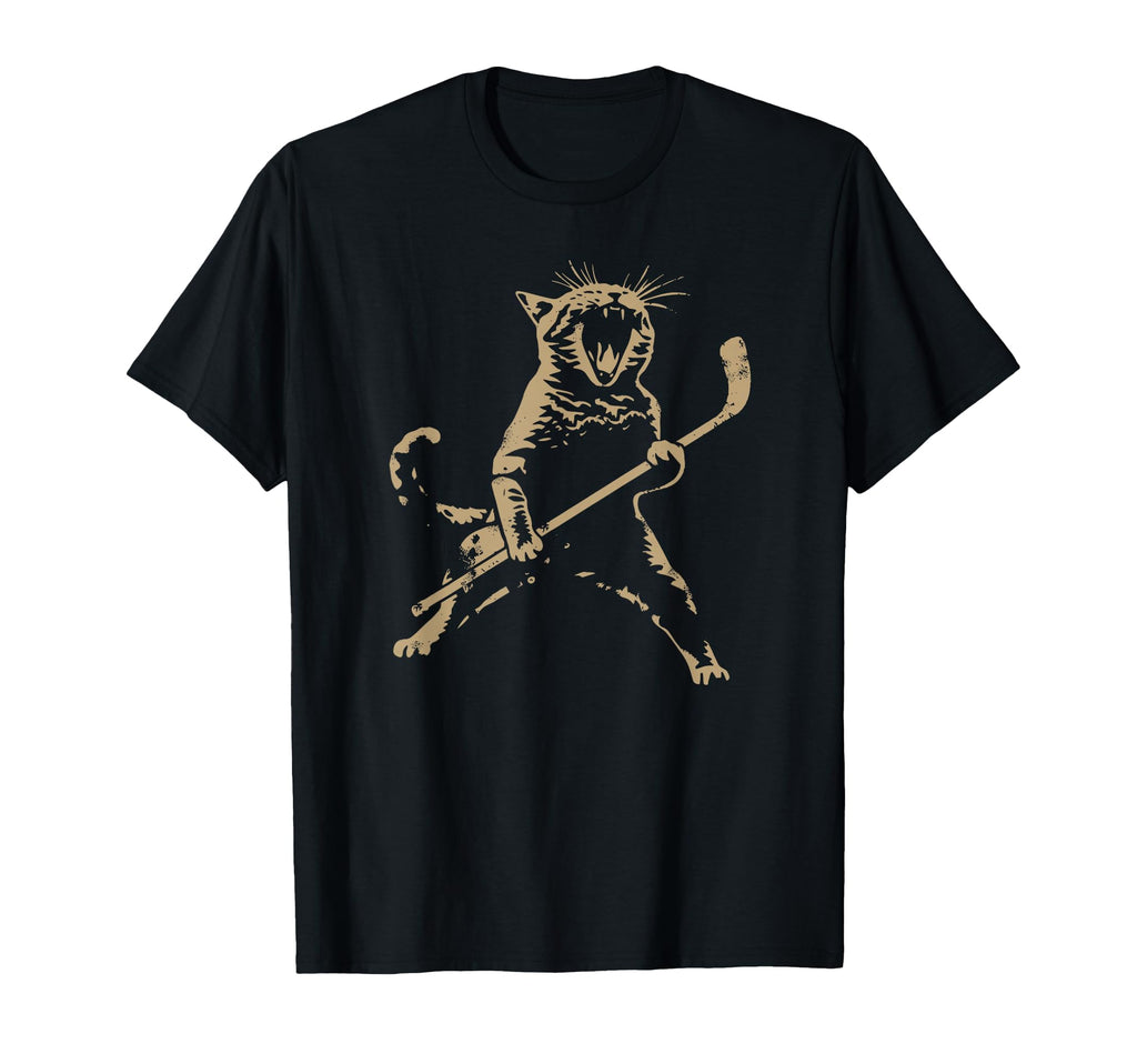 Cat Playing Ice Hockey T-Shirt - Custom Art Print for Adults - T-Shirt, Sweatshirt, Hoodie