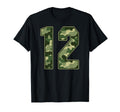 Camo 12 Jersey Number 12 Uniform Fan T-Shirt - Custom Art Print for Adults - T-Shirt, Sweatshirt, Hoodie