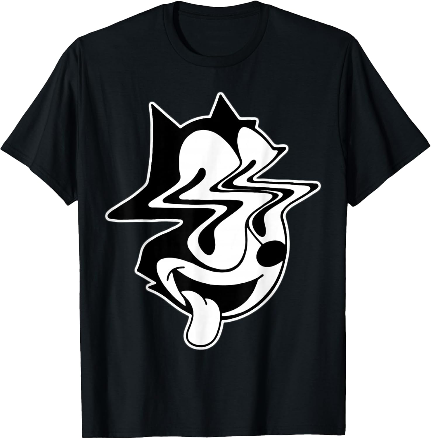 Trippy Felix Cat Blackwork - Adult & Kids T-Shirts, Sweatshirts & Hoodies apparel design preview 1