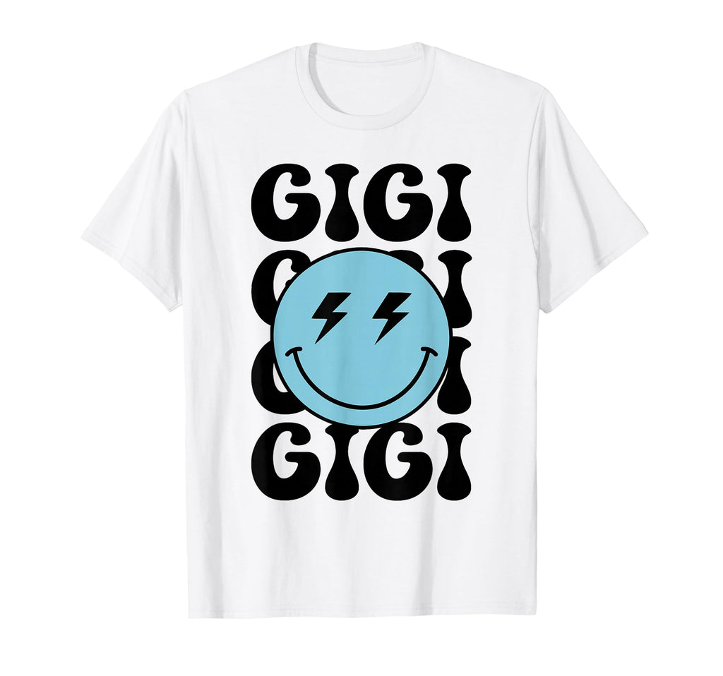Gigi Happy Face 1St Birthday Groovy T-Shirt - Graphic Print for Adults - T-Shirt, Sweatshirt, Hoodie