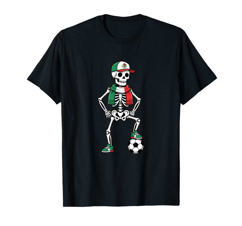 Mexican Soccer Skeleton Fan Latino T-Shirt - Novelty Apparel Unisex - T-Shirt, Sweatshirt, Hoodie