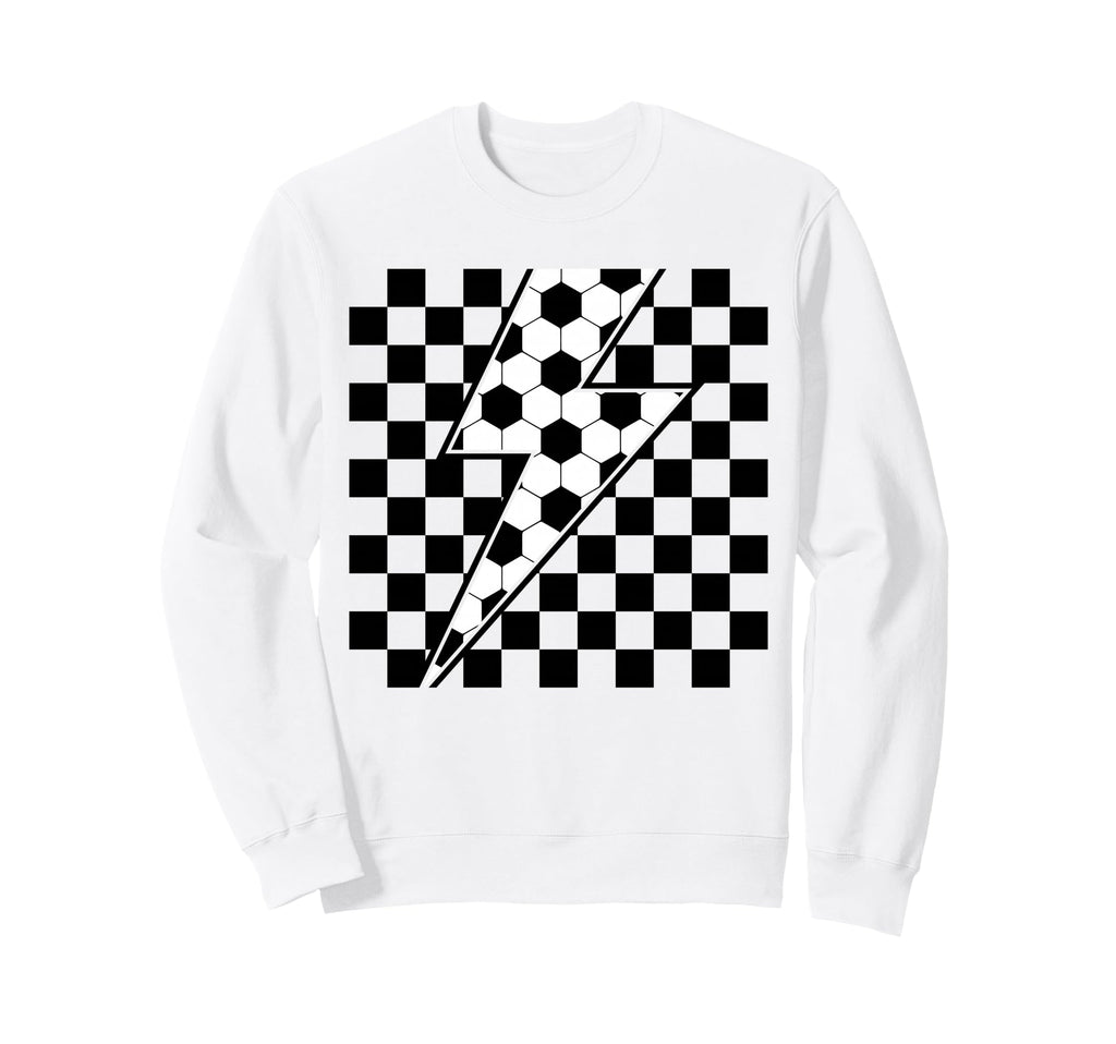 Lightning Bolt Checkered Aesthetic Sweatshirt - Unique Graphic for Adults - T-Shirt, Sweatshirt, Hoodie