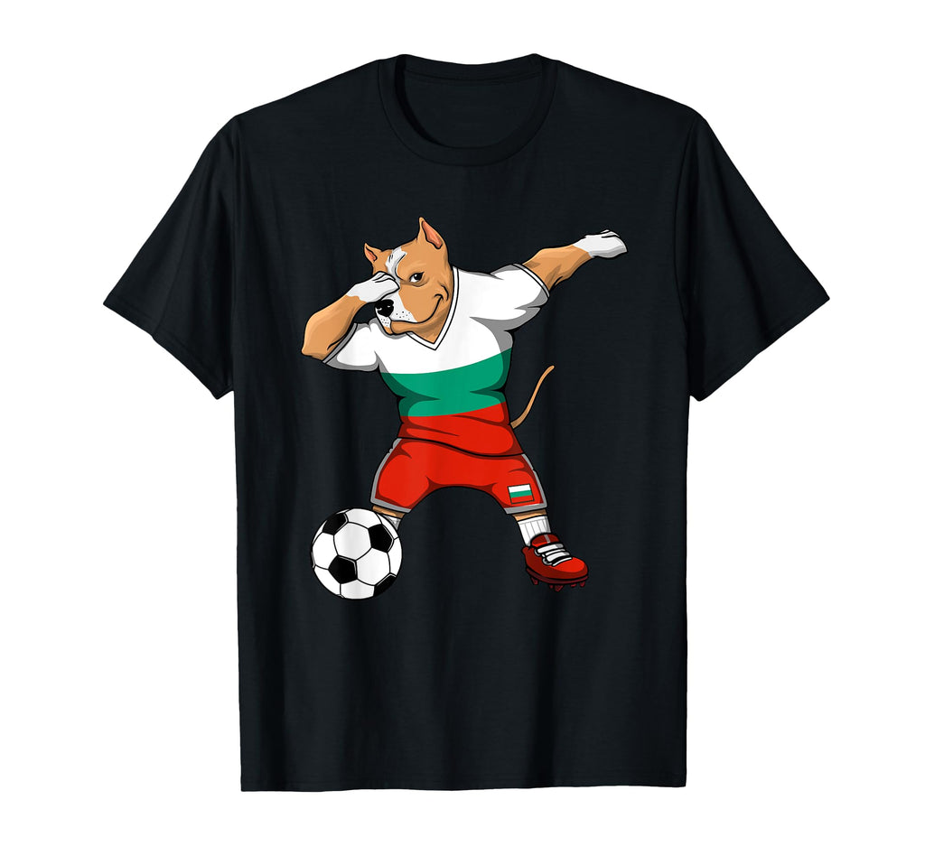 Dabbing Pitbull Dog Bulgaria Soccer T-Shirt - Custom Art Print for Adults - T-Shirt, Sweatshirt, Hoodie