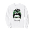 Mom Life Soccer Mom Messy Bun Sweatshirt - Trendy Graphic for Adults - T-Shirt, Sweatshirt, Hoodie