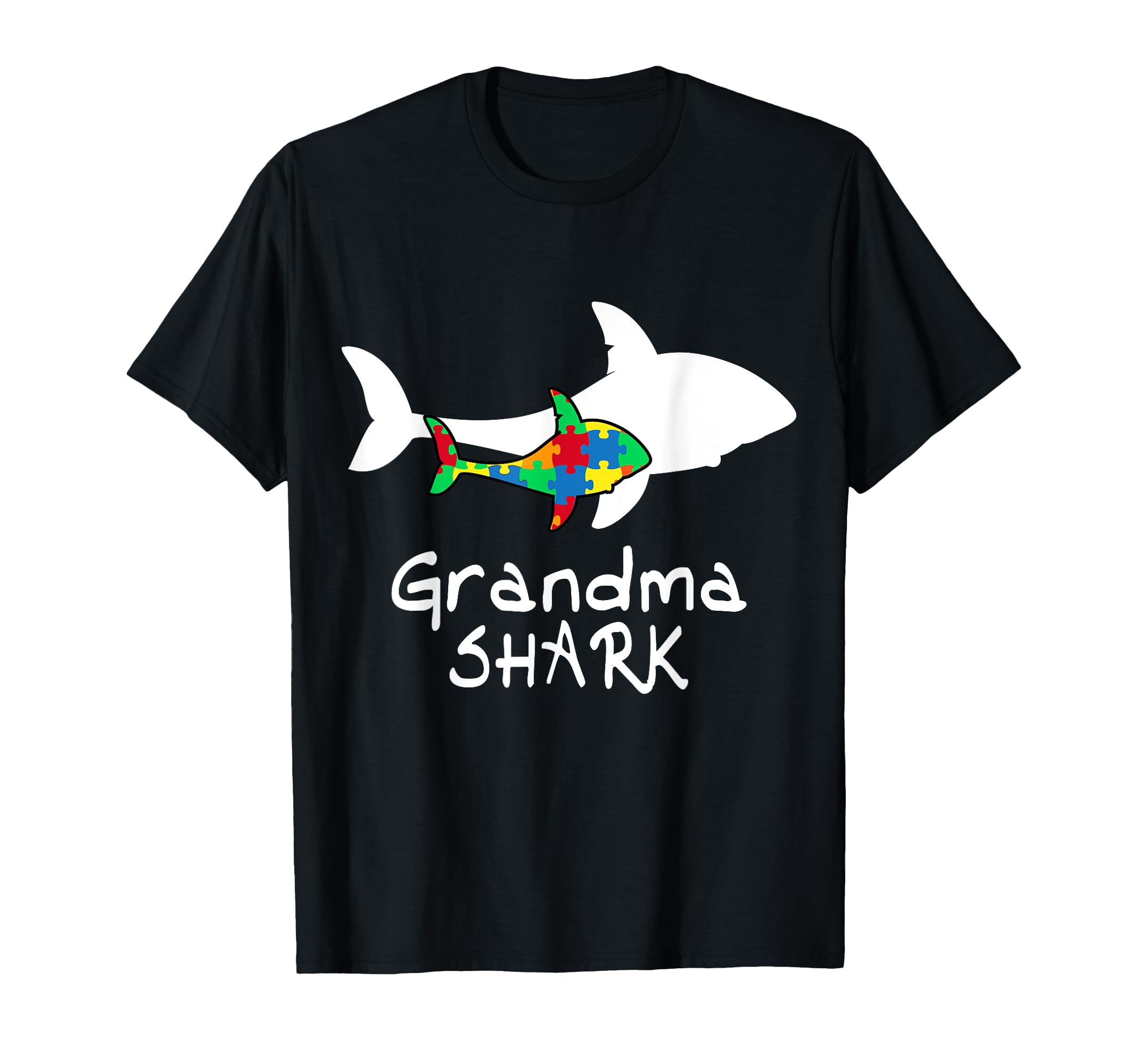 Grandma Shark Puzzle Piece Autism T-Shirt - Minimalist Print for Adults - T-Shirt, Sweatshirt, Hoodie