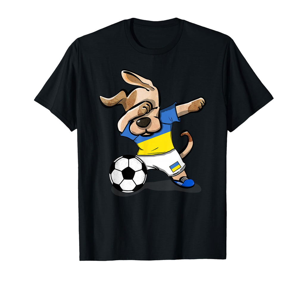 Dabbing Dog Ukraine Soccer Fans T-Shirt - Casual Everyday Wear Men Women - T-Shirt, Sweatshirt, Hoodie