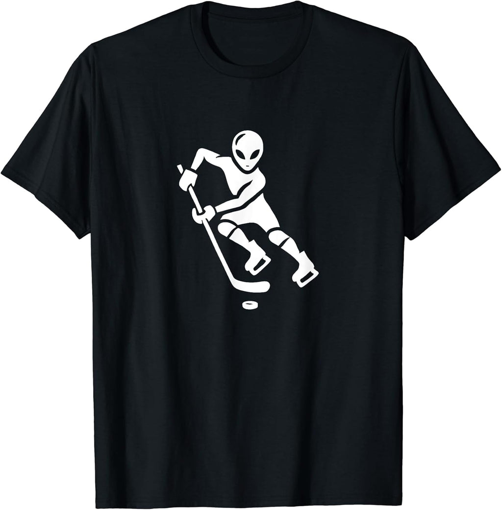 Alien Hockey Player Silhouette Minimalist - Adult & Kids T-Shirts, Sweatshirts & Hoodies apparel design preview 1