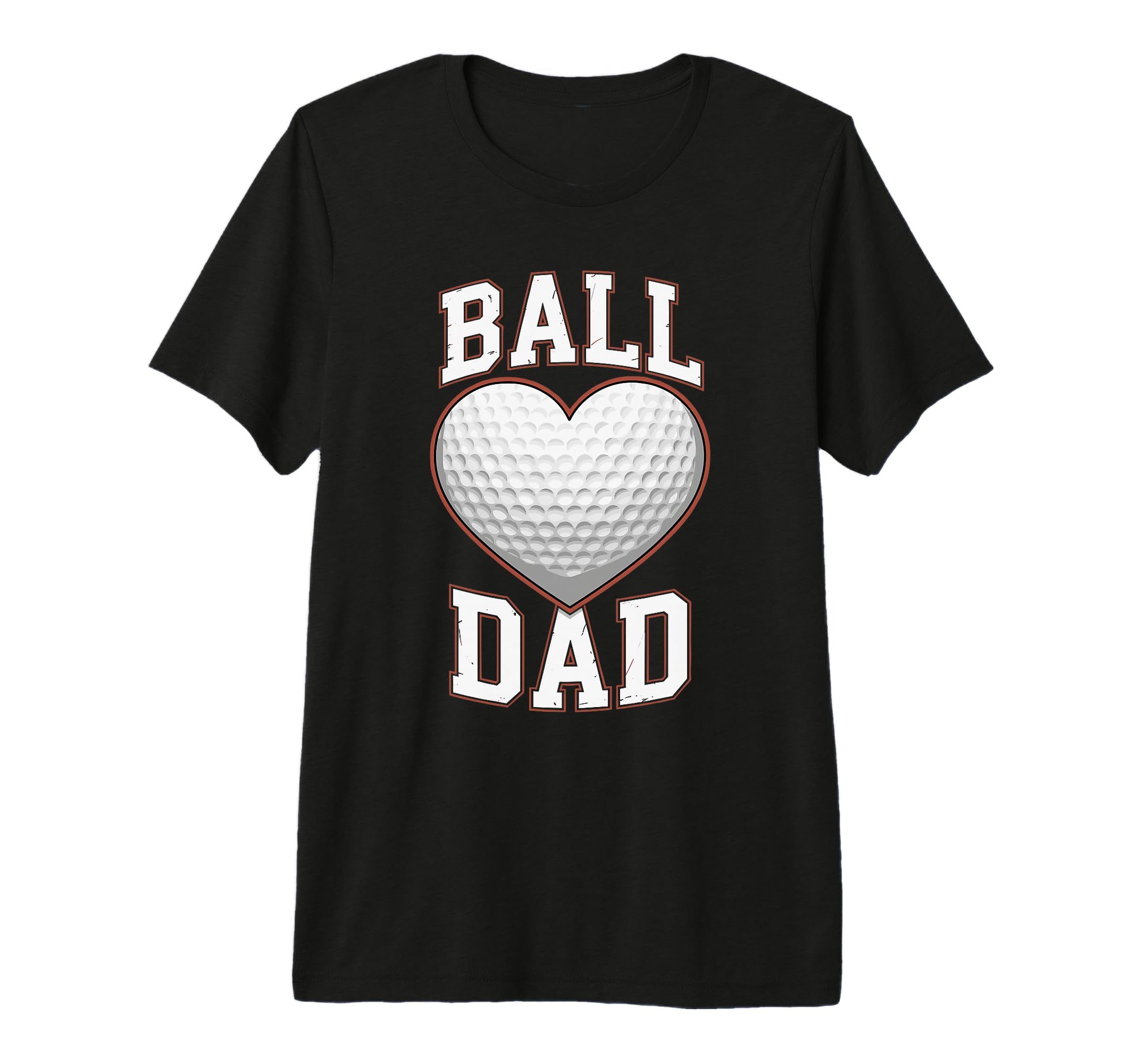 Mens Ball Dad Heart Golf Ball T-Shirt - Custom Art Print for Adults - T-Shirt, Sweatshirt, Hoodie