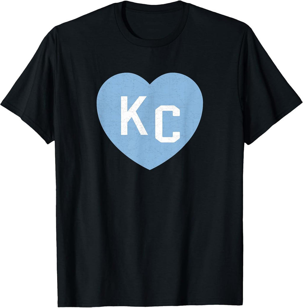 KC Heart 2 Letters (Kansas City) Love Powder Blue - Adult & Kids T-Shirts, Sweatshirts & Hoodies apparel design preview 1
