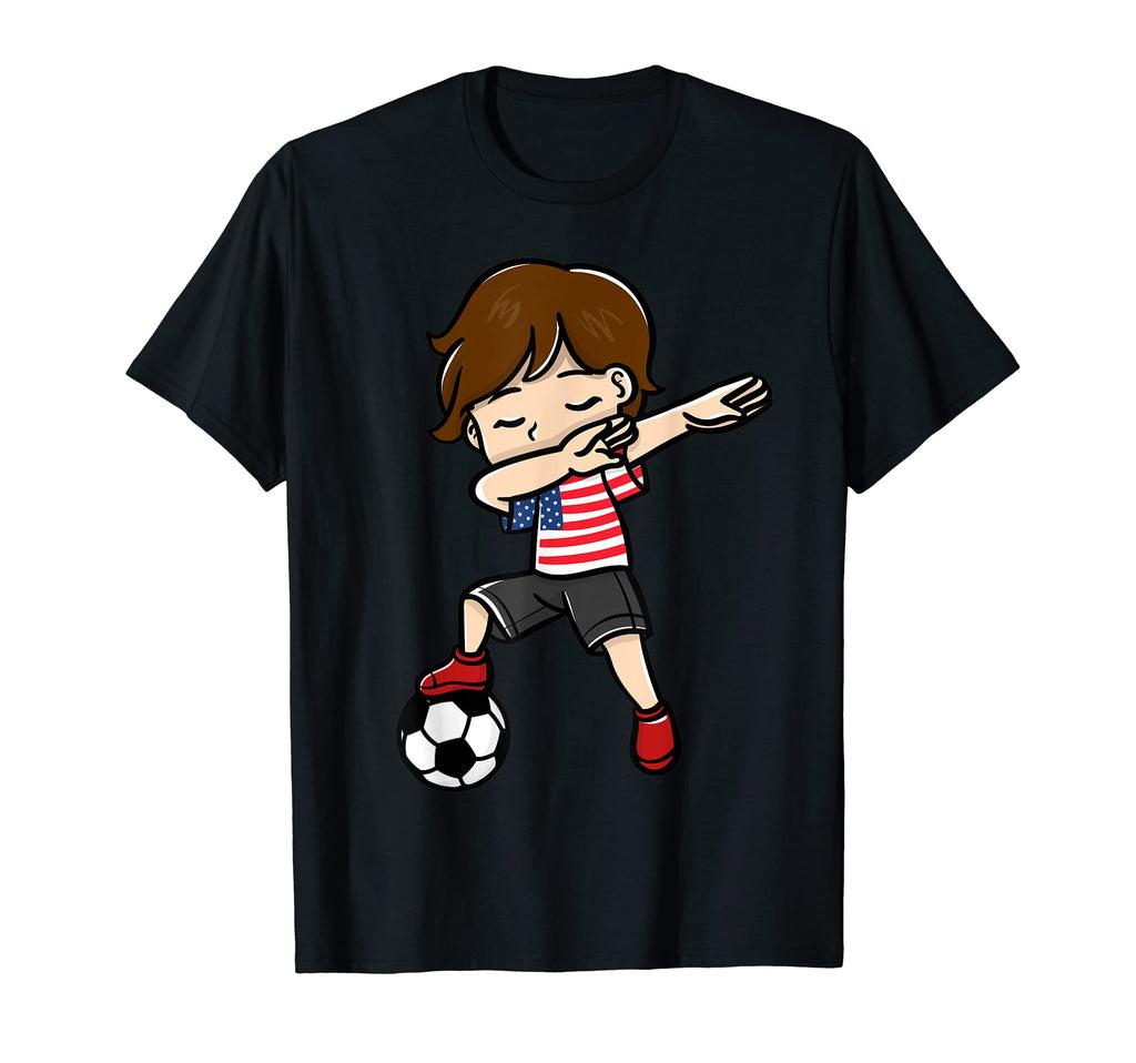 Dabbing Soccer Player American Flag T-Shirt - Trendy Graphic for Adults - T-Shirt, Sweatshirt, Hoodie