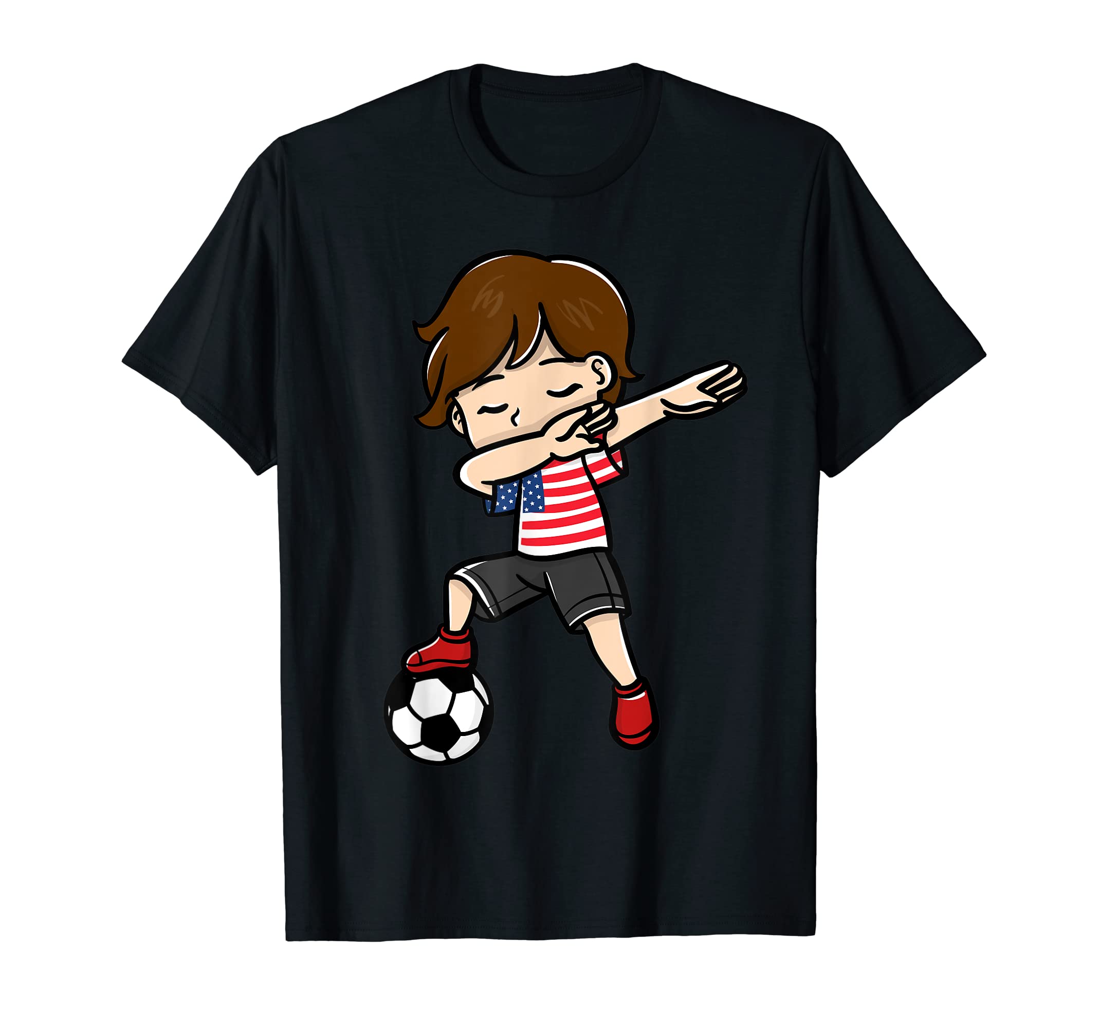Dabbing Soccer Player American Flag T-Shirt - Trendy Graphic for Adults - T-Shirt, Sweatshirt, Hoodie