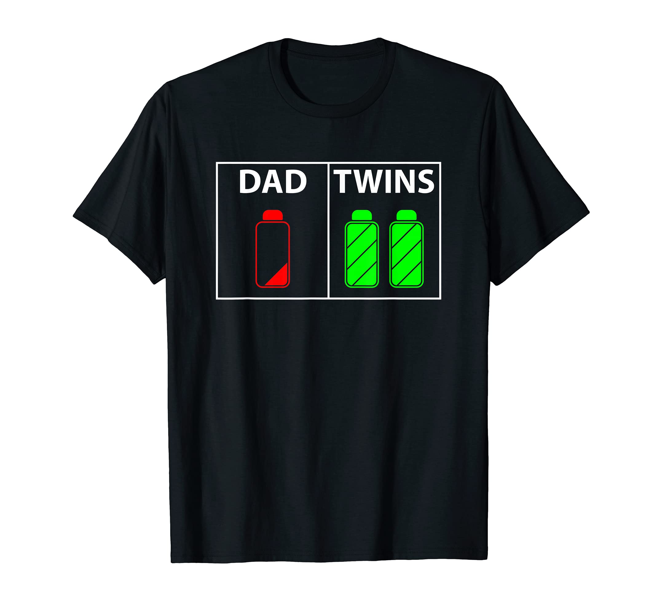 Mens Funny Twin Dad Low Battery T-Shirt - Custom Art Print for Adults - T-Shirt, Sweatshirt, Hoodie