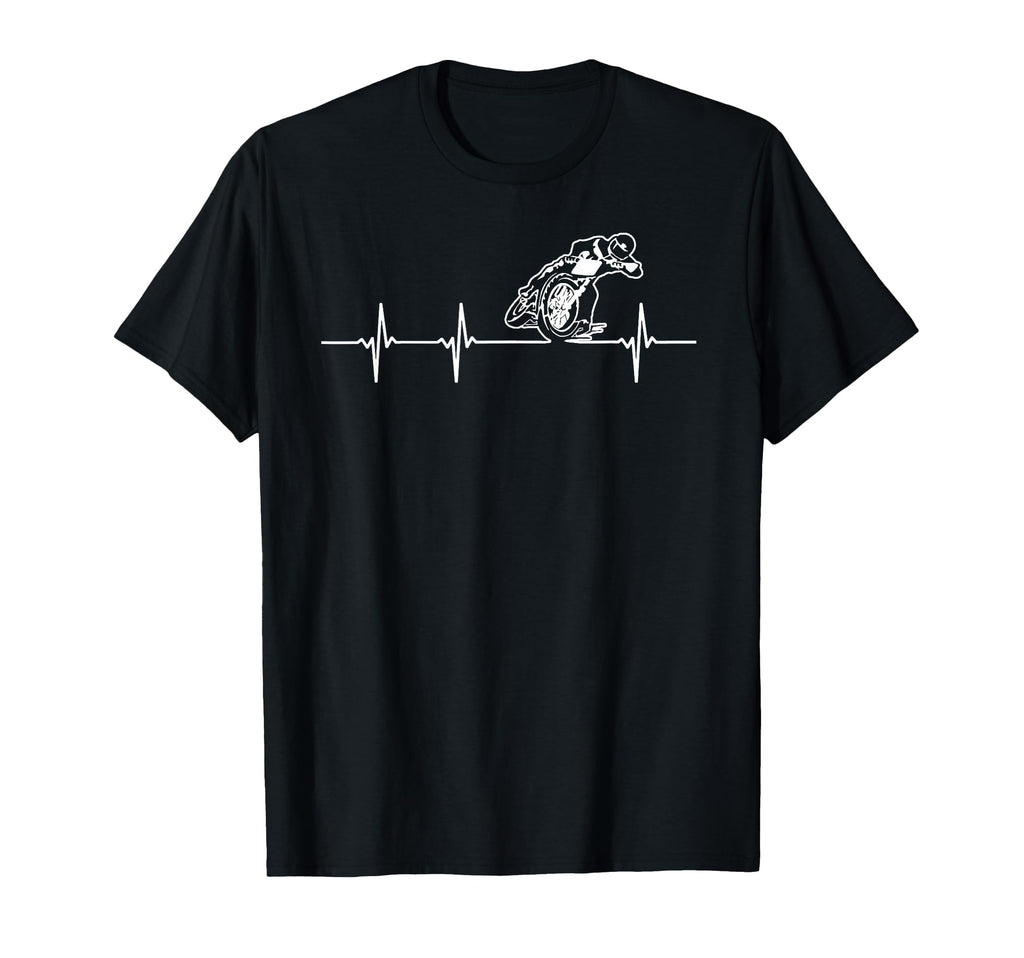 Flat Track Motorcycle Heartbeat Racing T-Shirt - Minimalist Print Unisex - T-Shirt, Sweatshirt, Hoodie