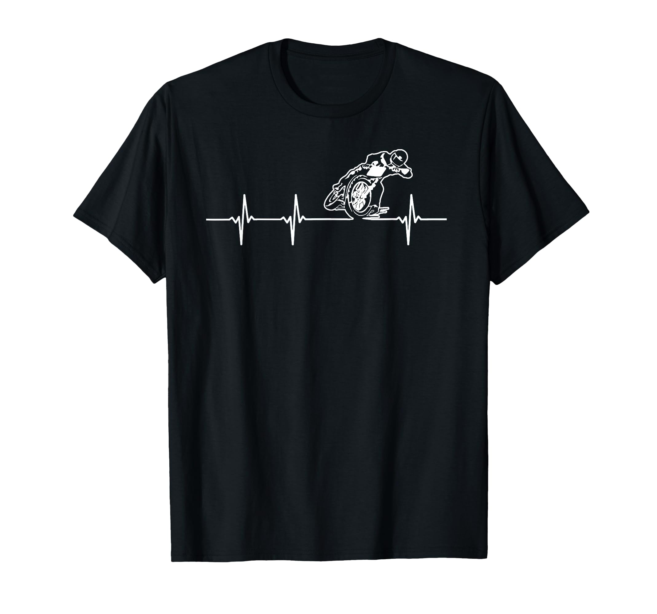Flat Track Motorcycle Heartbeat Racing T-Shirt - Minimalist Print Unisex - T-Shirt, Sweatshirt, Hoodie