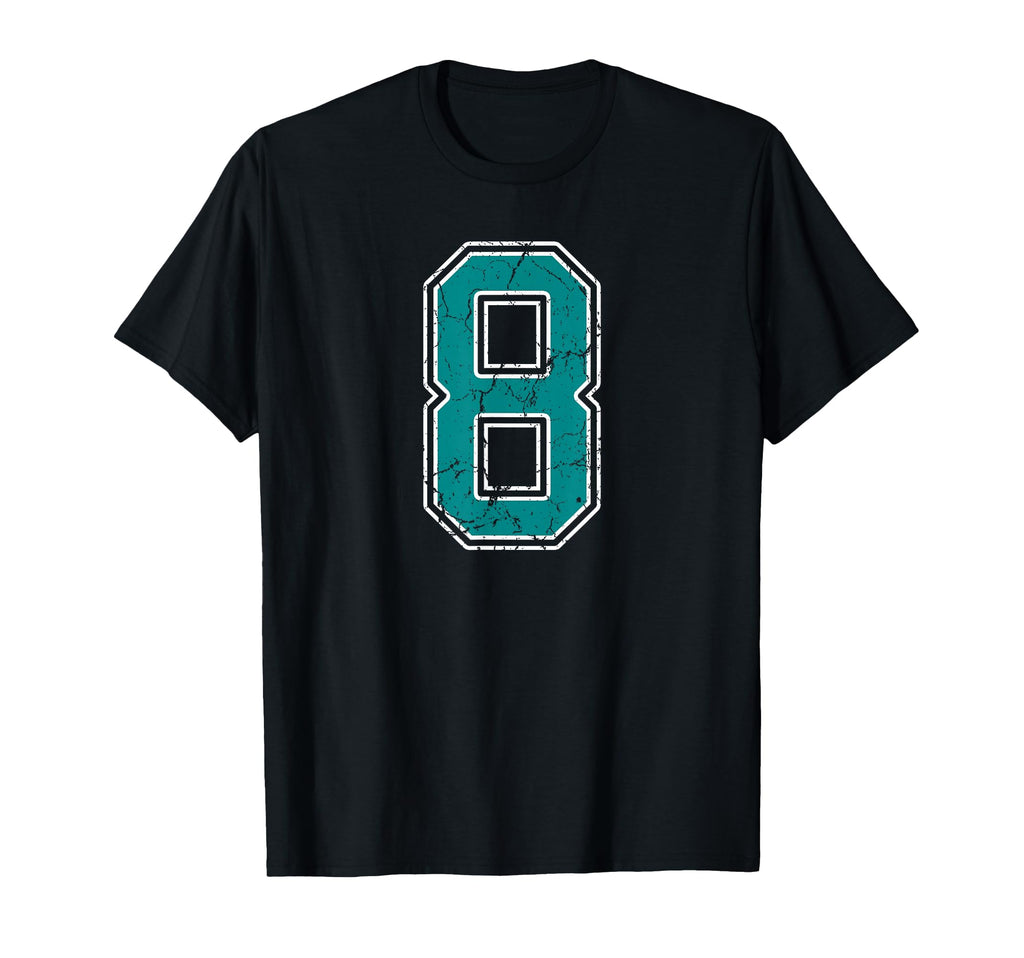 Teal And White Number 8 Jersey Player T-Shirt - Unique Graphic Men Women - T-Shirt, Sweatshirt, Hoodie