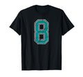Teal And White Number 8 Jersey Player T-Shirt - Unique Graphic Men Women - T-Shirt, Sweatshirt, Hoodie