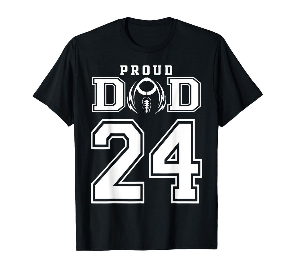 Custom Proud Football Dad Number 24 T-Shirt - Minimalist Print Men Women - T-Shirt, Sweatshirt, Hoodie