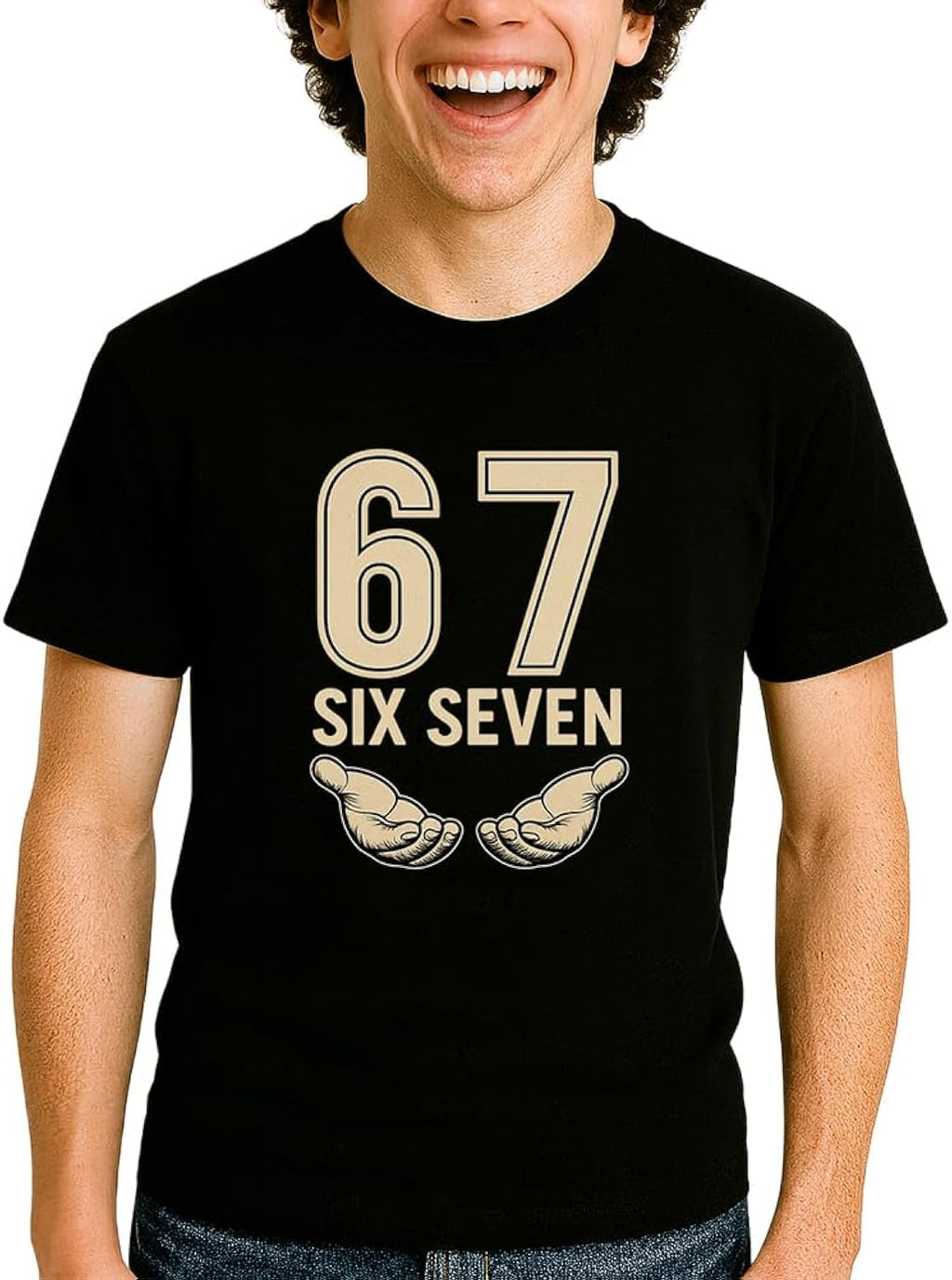 Six Seven 6 7 Meme Funny Black Short Sleeve Graphic - Adult & Kids T-Shirts, Sweatshirts & Hoodies apparel design preview 1