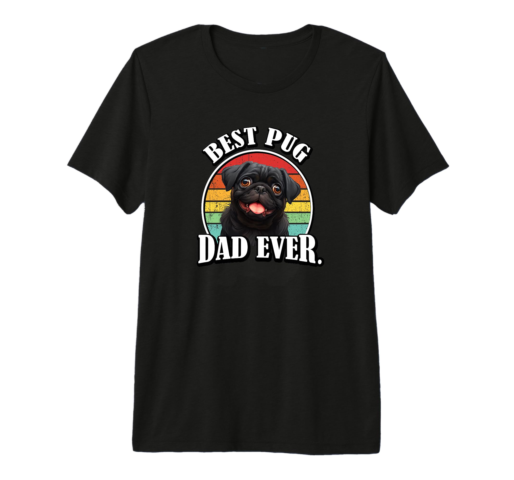 Funny Mens Best Dad Black Pug Lover T-Shirt - Custom Art Print for Adults - T-Shirt, Sweatshirt, Hoodie