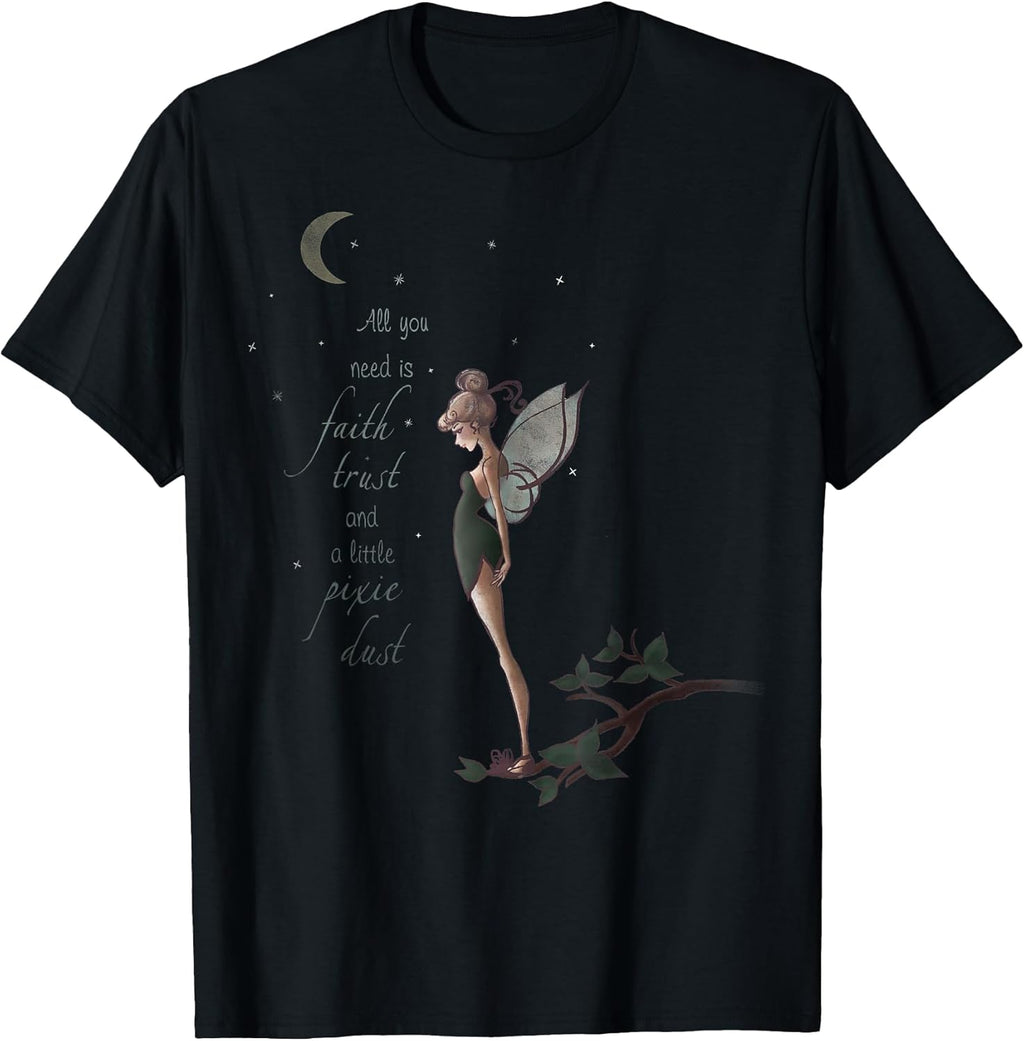 Peter Pan Tinker Bell Moon Quote Art Graphic - Adult & Kids T-Shirts, Sweatshirts & Hoodies apparel design preview 1