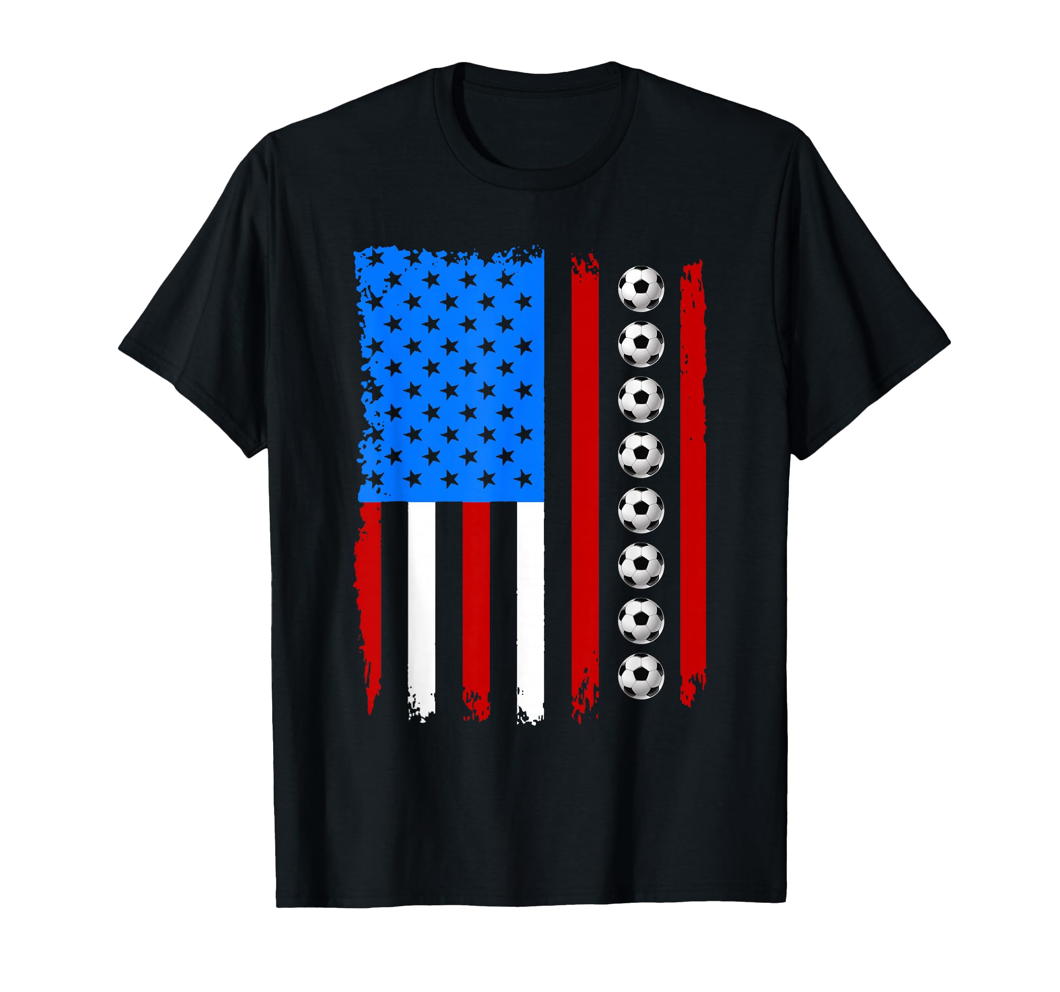 Soccer Usa American Flag Soccer Ball T-Shirt - Graphic Print Unisex - T-Shirt, Sweatshirt, Hoodie