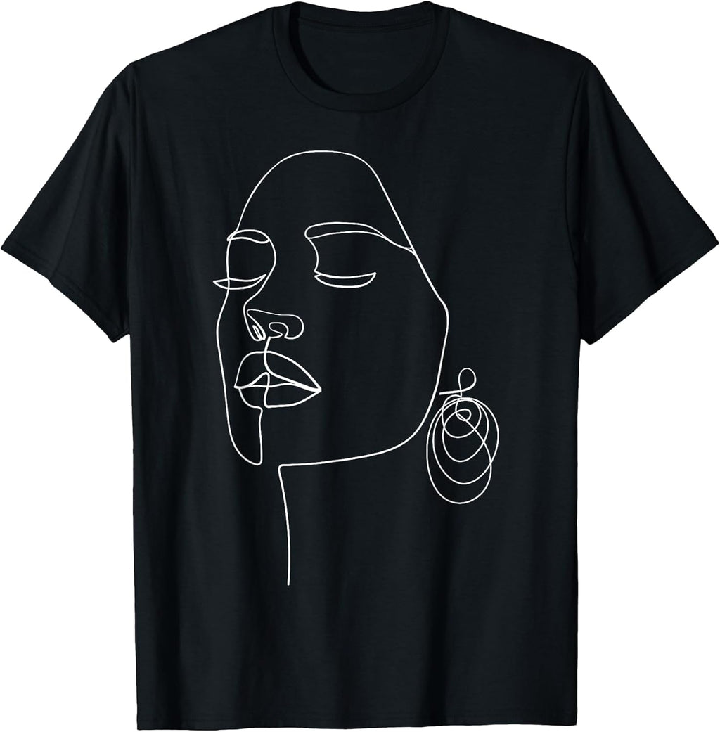 One Line Art Face Minimalist Artist Gifts DEILLUM - Adult & Kids T-Shirts, Sweatshirts & Hoodies apparel design preview 1