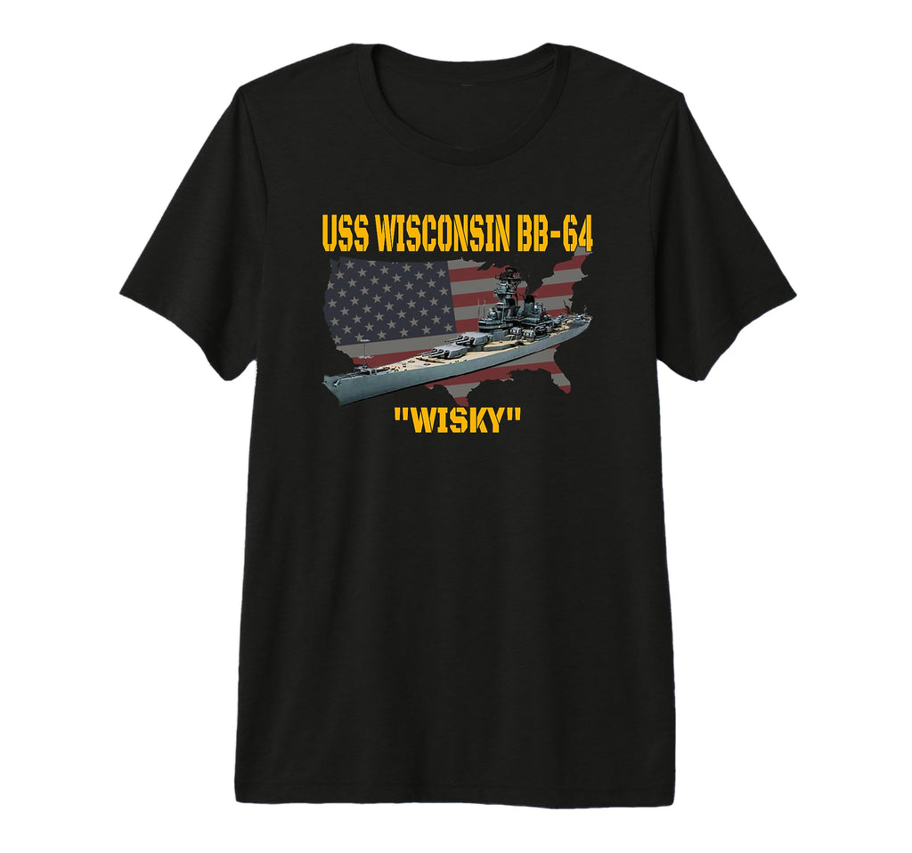 Uss Wisconsin Bb 64 Battleship Ww2 American T-Shirt - Graphic Print Unisex - T-Shirt, Sweatshirt, Hoodie