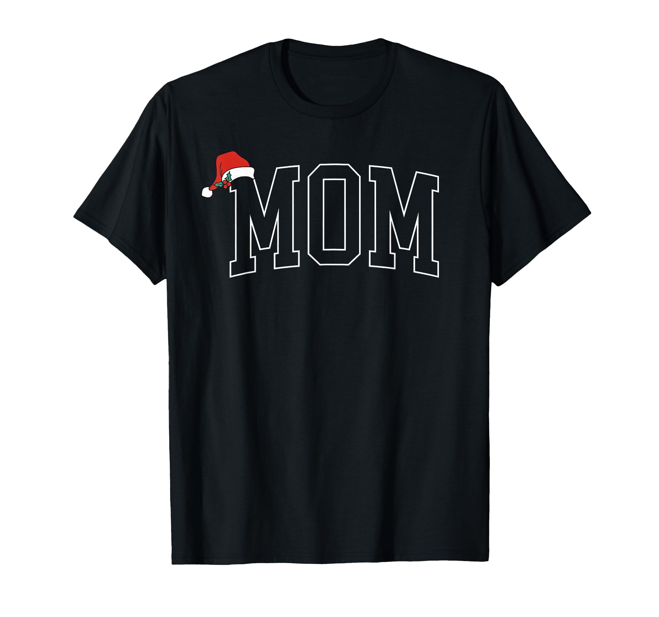 Mom Merry Santa Hat Holiday Family T-Shirt - Trendy Graphic for Adults - T-Shirt, Sweatshirt, Hoodie