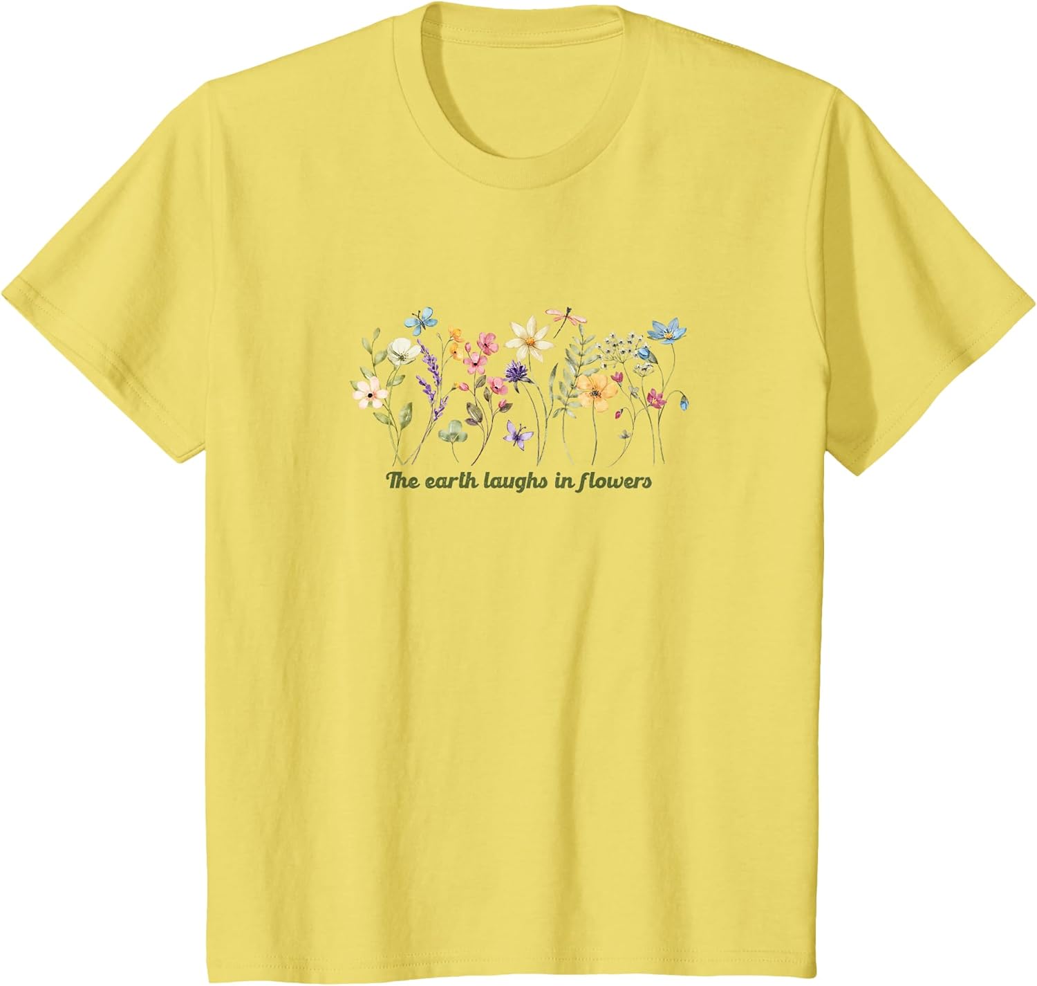 Wildflower Inspirational Quote, The Earth Laughs in - Adult & Kids T-Shirts, Sweatshirts & Hoodies apparel design preview 1