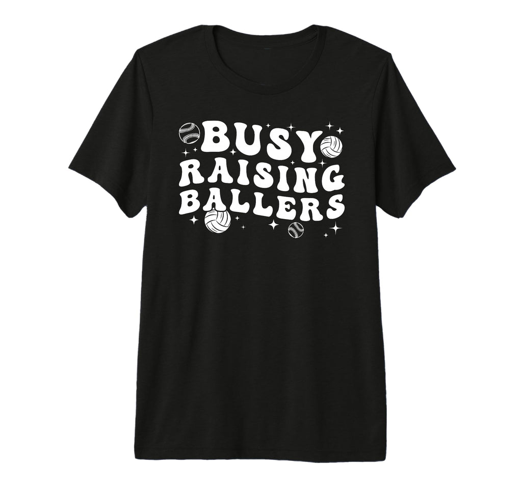Busy Raising Ballers Volleyball Baseball T-Shirt - Minimalist Print Unisex - T-Shirt, Sweatshirt, Hoodie