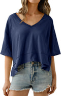 Womens Oversized Crop Summer V Neck Short Sleeve Tops - Adult & Kids T-Shirts, Sweatshirts & Hoodies apparel design preview 1