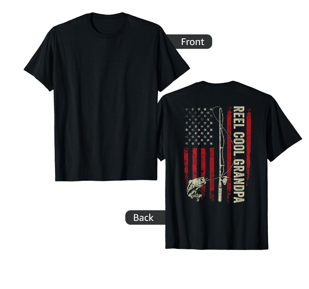 Reel Grandpa Fishing American Flag T-Shirt - Aesthetic Graphic Men Women - T-Shirt, Sweatshirt, Hoodie
