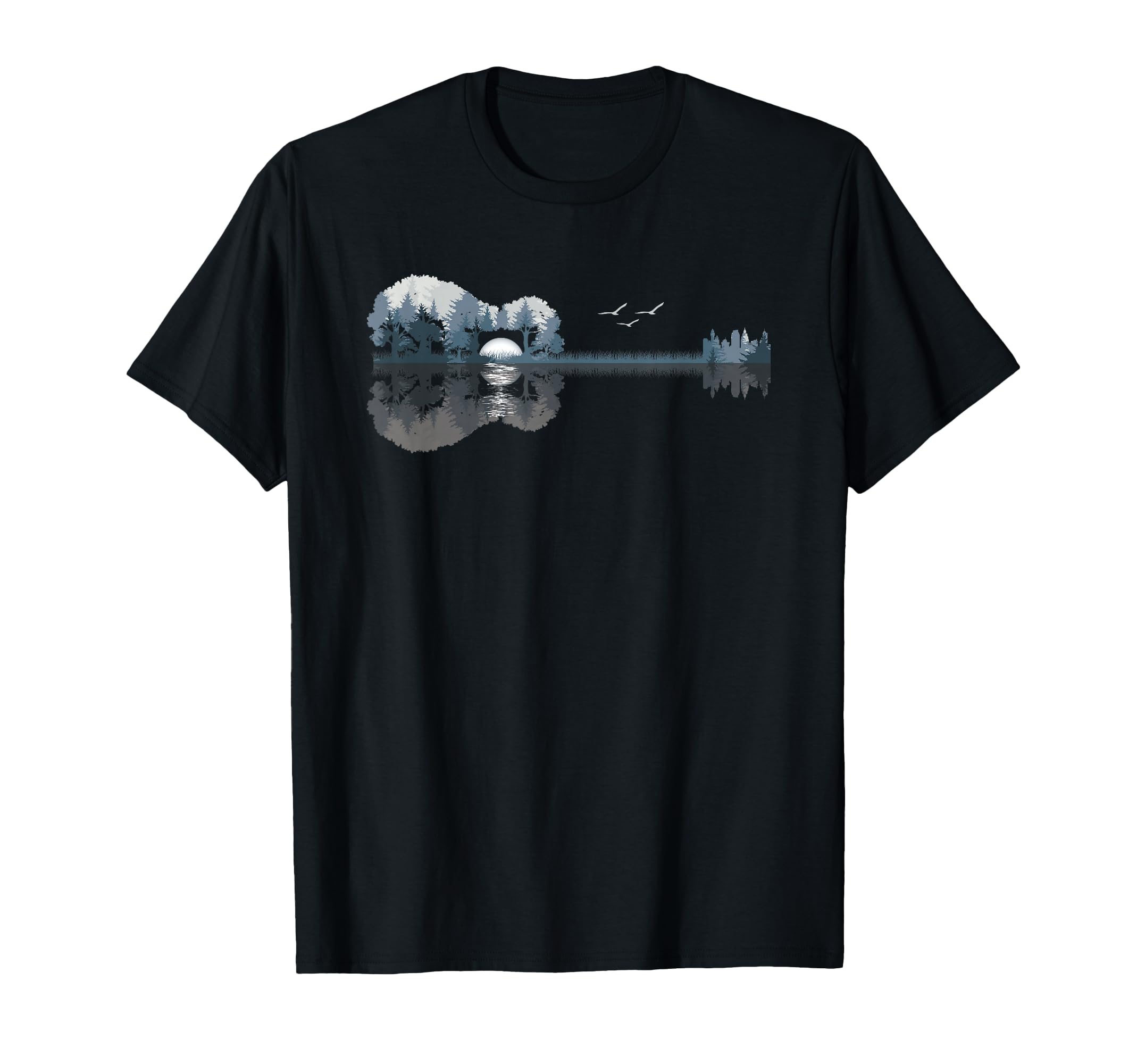 Acoustic Guitar Lake Music T-Shirt - Casual Everyday Wear Men Women - T-Shirt, Sweatshirt, Hoodie