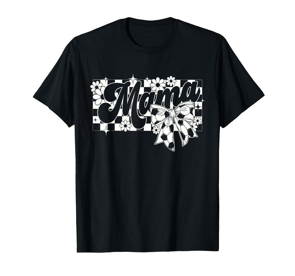 Soccer Mama Checkered Bow T-Shirt - Casual Everyday Wear for Adults - T-Shirt, Sweatshirt, Hoodie