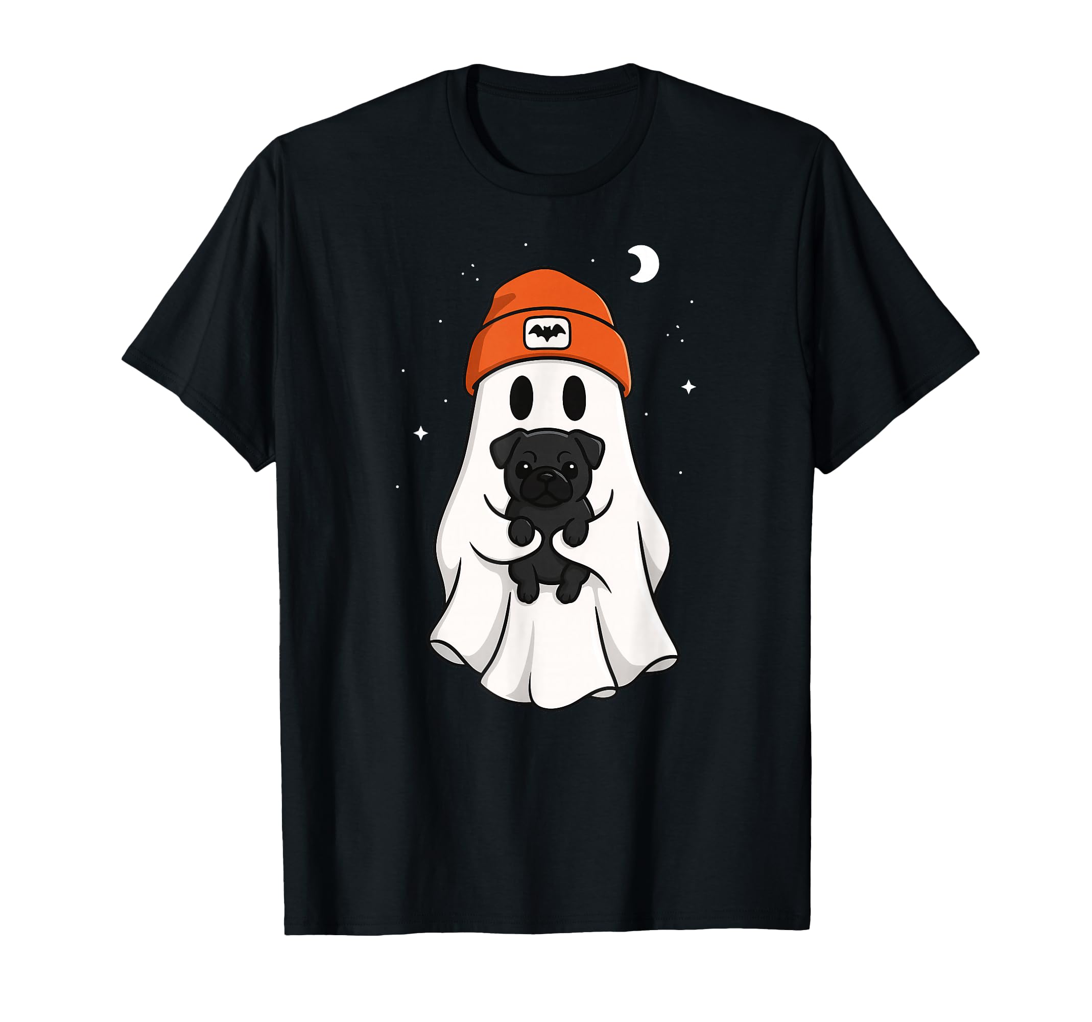 Ghost Black Pug Animal Lover Halloween T-Shirt - Trendy Graphic Men Women - T-Shirt, Sweatshirt, Hoodie
