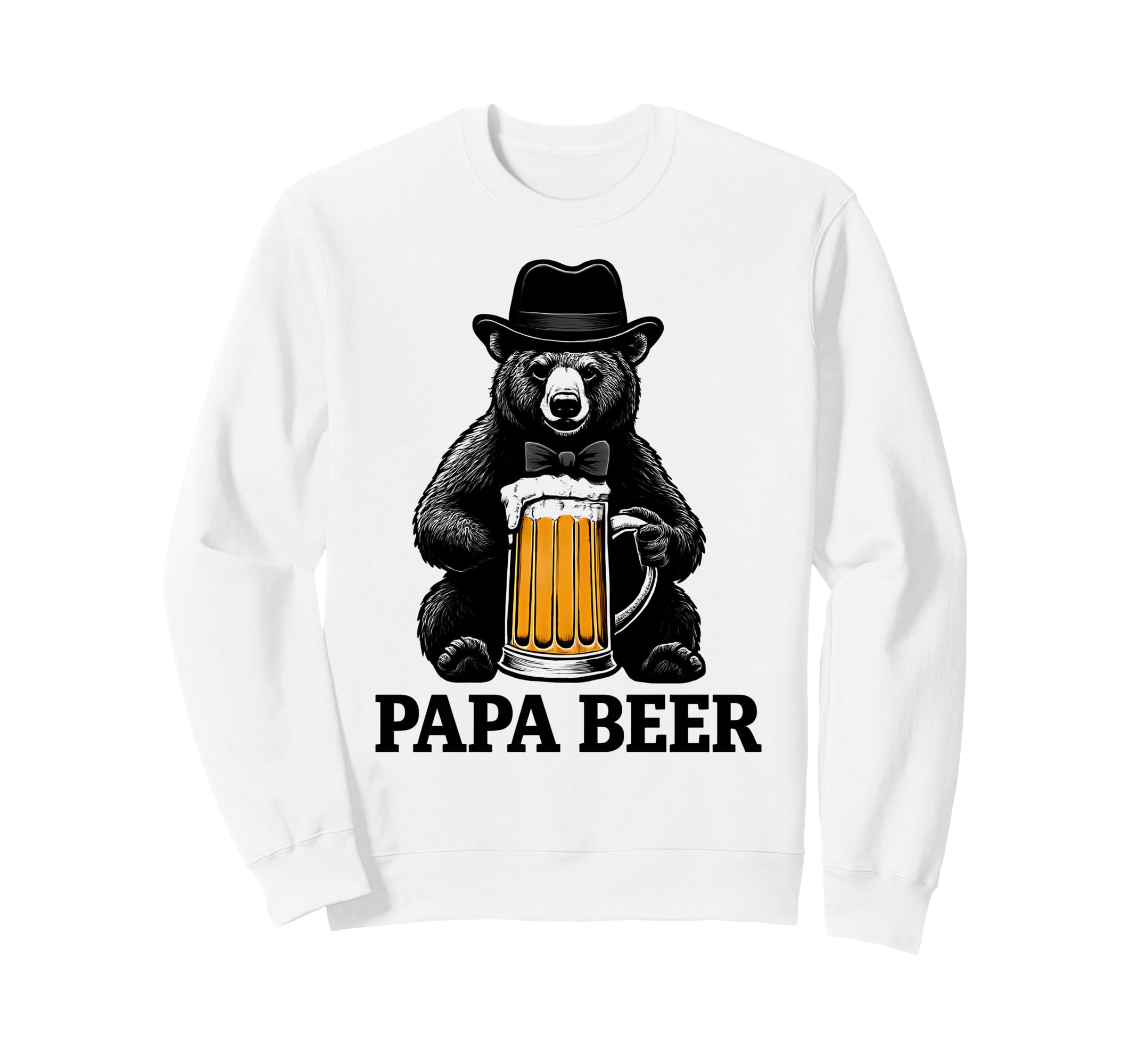 Papa Beer Funny Dad Bear Drinking Sweatshirt - Minimalist Print Unisex - T-Shirt, Sweatshirt, Hoodie