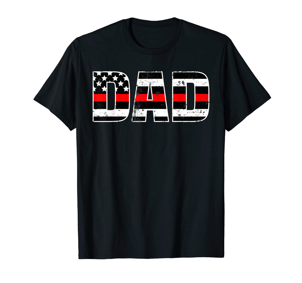 Firefighter Dad Thin Line Red Daddy Father T-Shirt - Graphic Print Unisex - T-Shirt, Sweatshirt, Hoodie