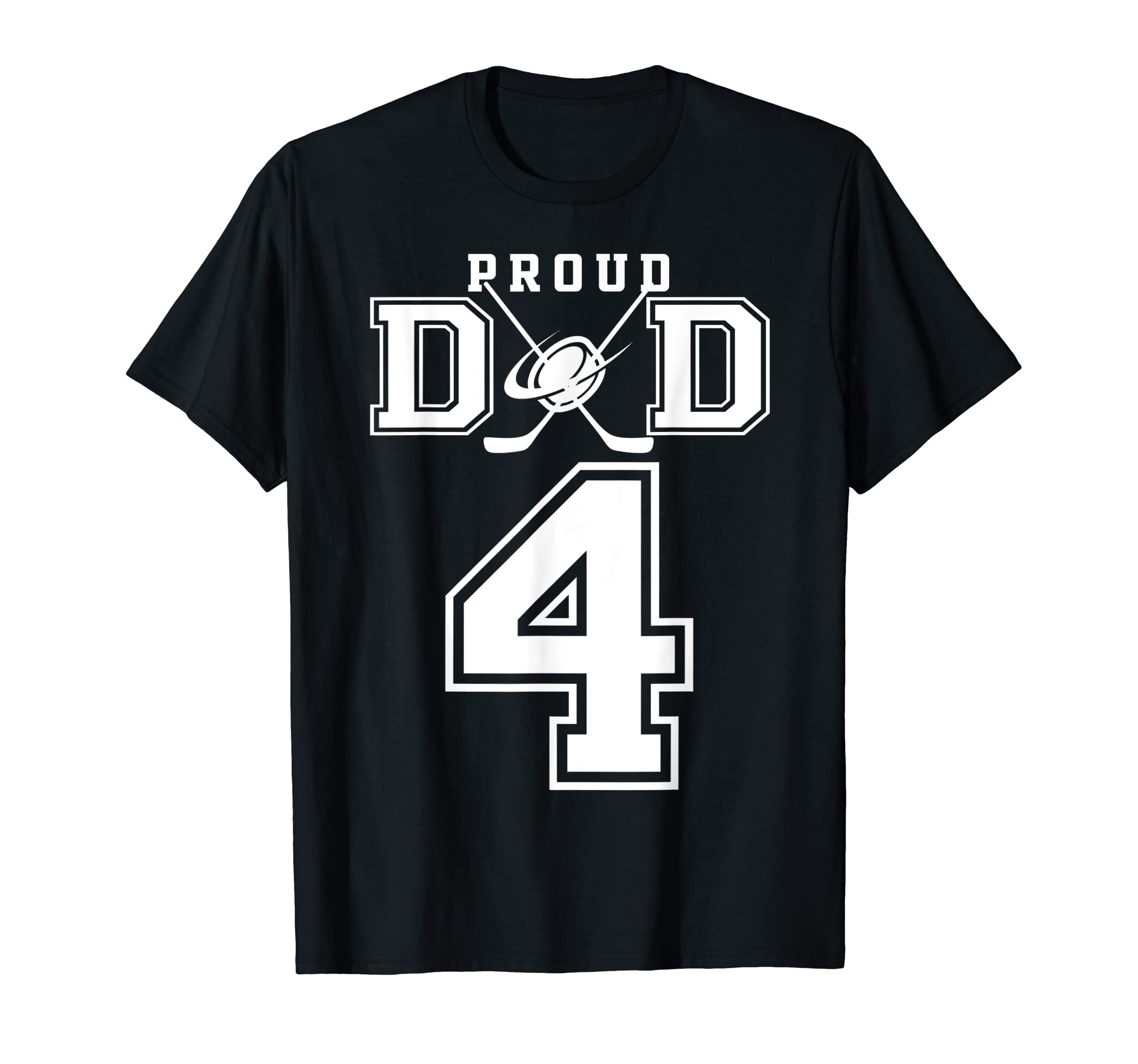 Number 4 Custom Proud Hockey Dad T-Shirt - Minimalist Print for Adults - T-Shirt, Sweatshirt, Hoodie